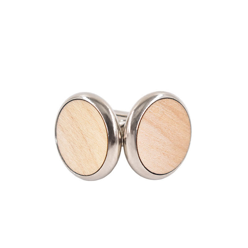 Men's Round Business Wedding Wooden Cufflinks