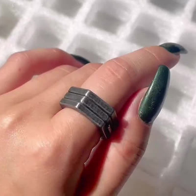 Viking-Inspired 3 In 1 Geometric Hexagon Connection Ring