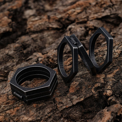 Viking-Inspired 3 In 1 Geometric Hexagon Connection Ring