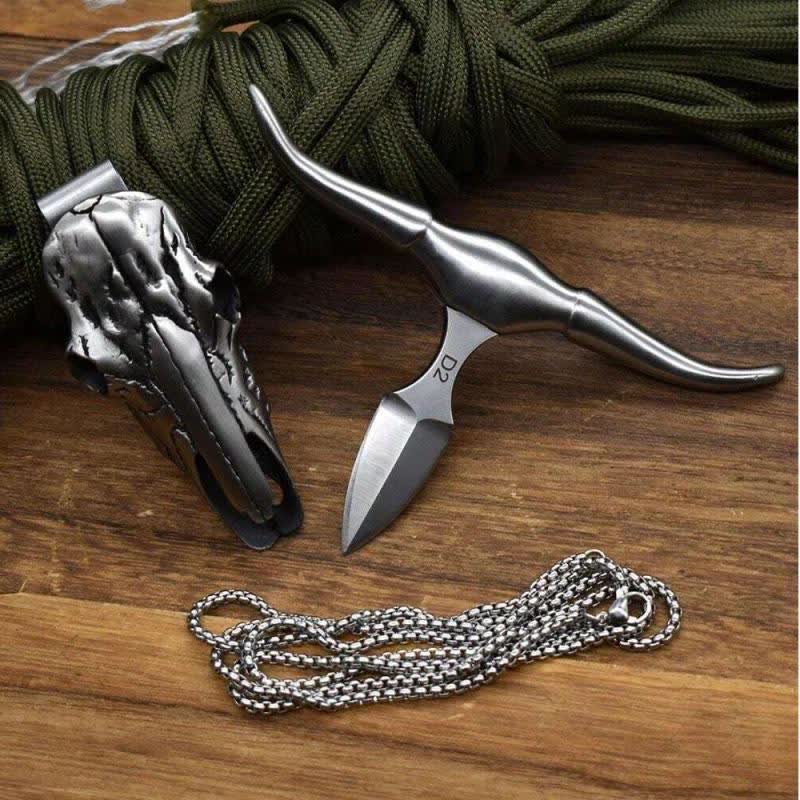 Longhorn Bull Head Multi-function EDC Tool Pendant Belt Buckle