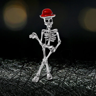 Horror Cool Sketelon Skull Enamel Hat Brooch