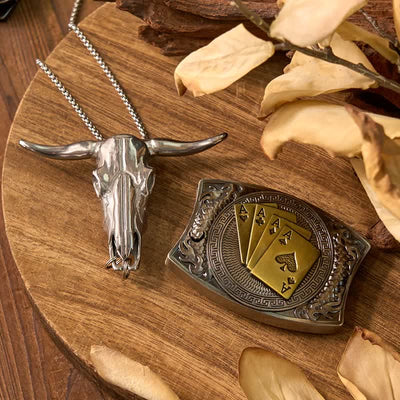 Longhorn Pendant DIY Hidden Knife Poker Belt Buckle Lighter Bundle Set