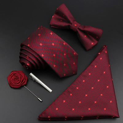 5Pcs Men's Burgundy Floral Paisley Bow Ties Gift Box