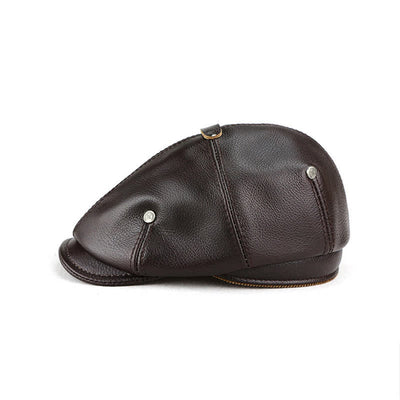 Chic Artist Painter Look Rivets Leather Beret Hat