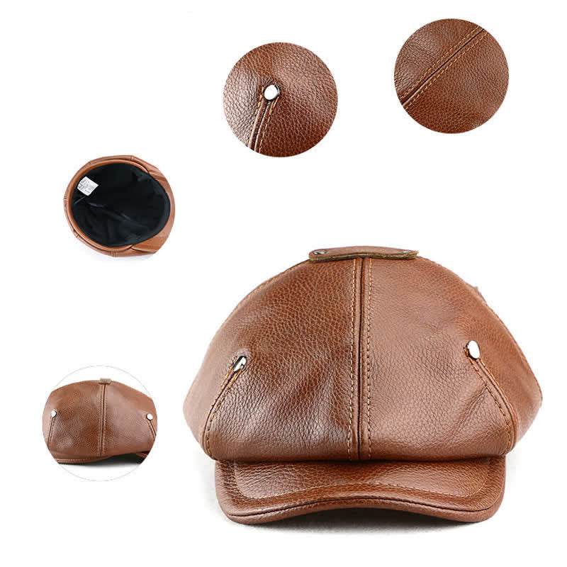 Chic Artist Painter Look Rivets Leather Beret Hat