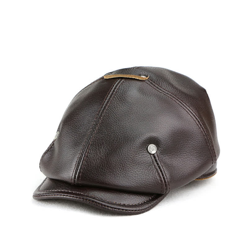 Chic Artist Painter Look Rivets Leather Beret Hat