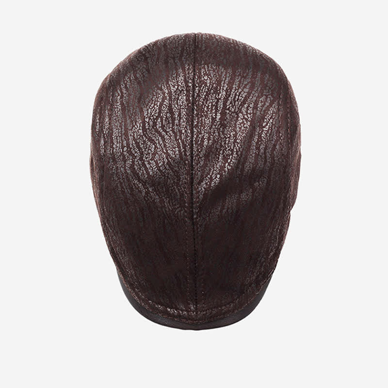 Unique Print Adjustable Side Leather Beret Hat