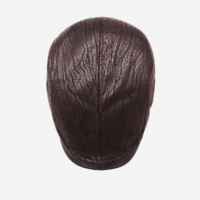 Unique Print Adjustable Side Leather Beret Hat