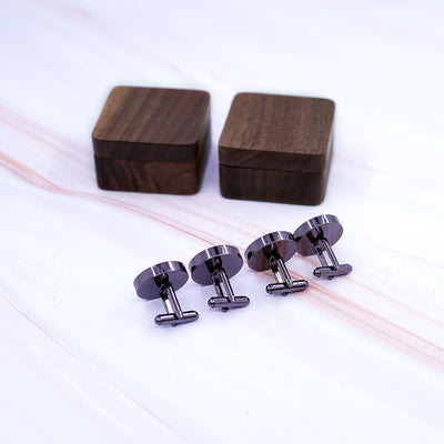 Men's Engrave Letter Box Black Walnut Wooden Cufflinks