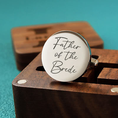 Men's Custom Engraving Box Surface Wedding Day Wooden Cufflinks Set