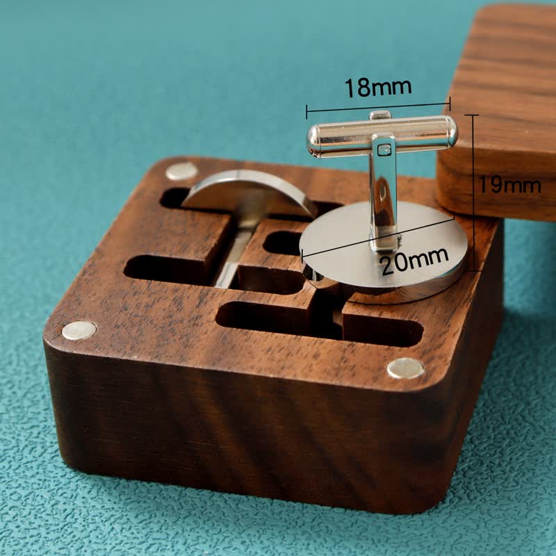 Men's Custom Engraving Box Surface Wedding Day Wooden Cufflinks Set