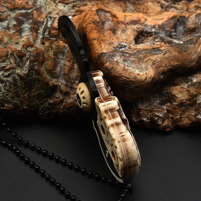 Creative Skull Mini Folding Knife Necklace Keychain With Chain