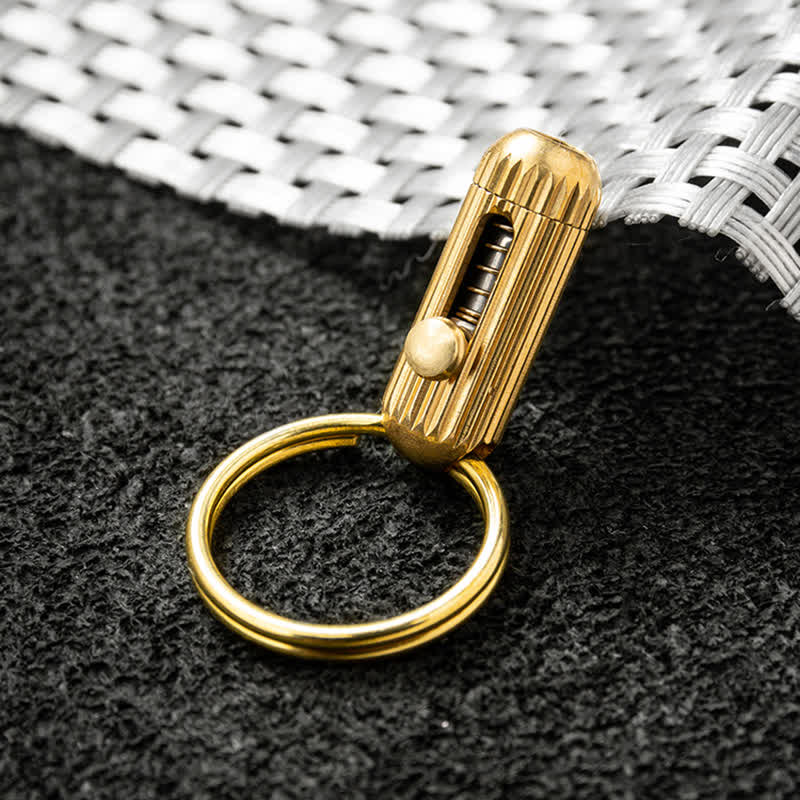 Miniature Brass Hidden Blade Functioning Cutter Keychain