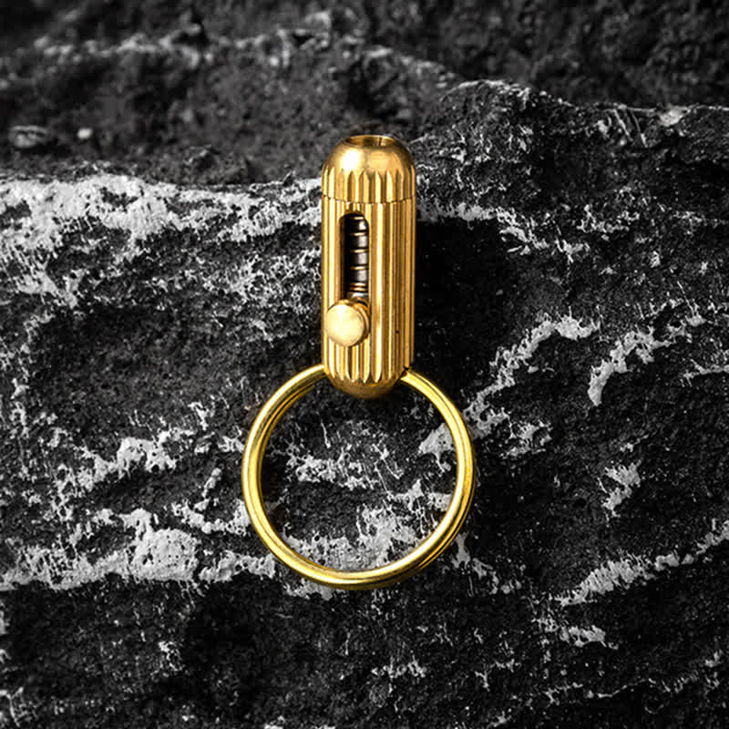 Miniature Brass Hidden Blade Functioning Cutter Keychain