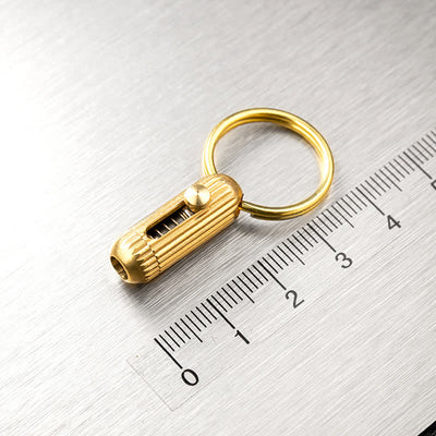 Miniature Brass Hidden Blade Functioning Cutter Keychain