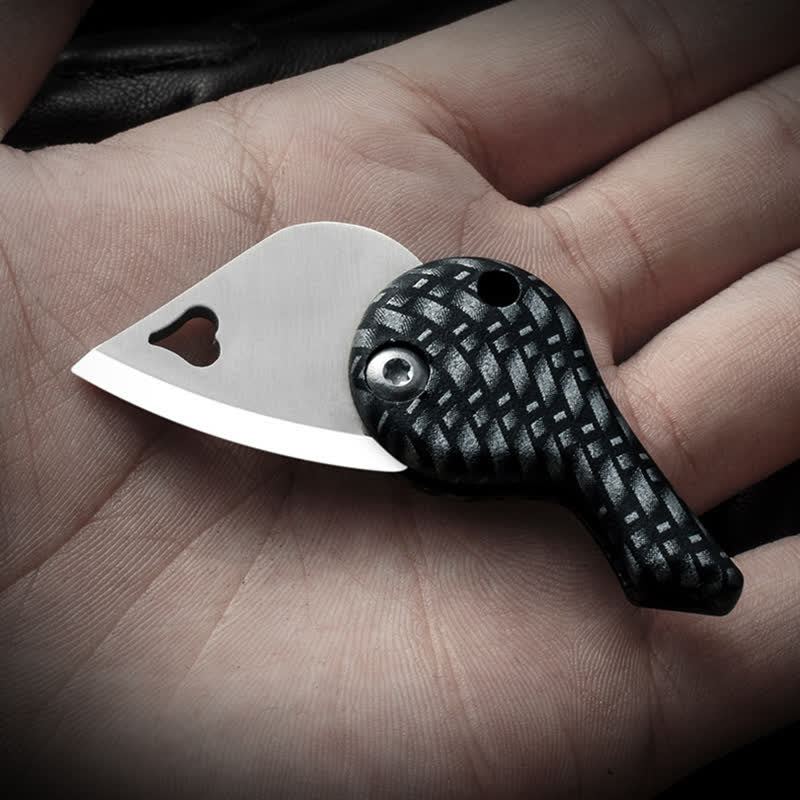 Heart Shaped Hollow Blade Pocket Folding Knife Keychain