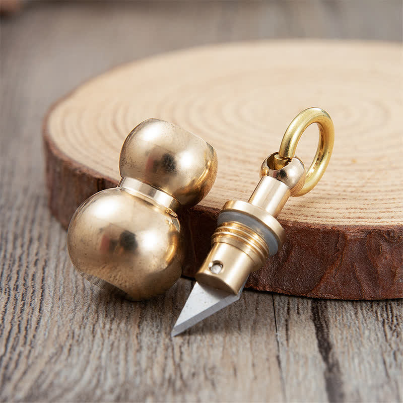 Tiny Brass Calabash EDC Hidden Knife Keychain