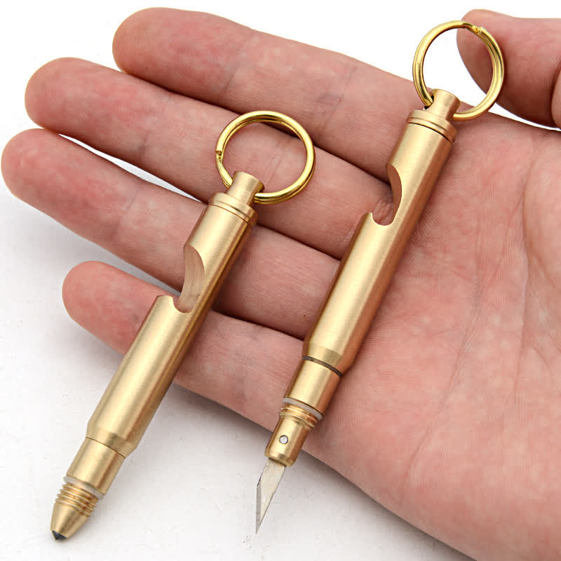 Multifunctional Bottle Opener Hidden Knife Detachable Bullet Keychain