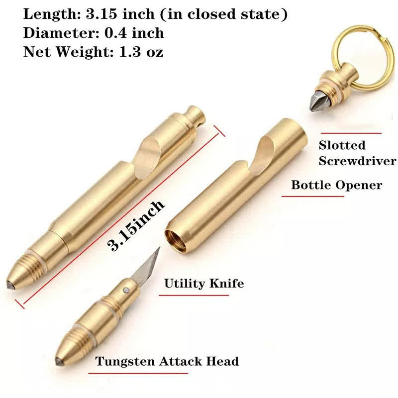 Multifunctional Bottle Opener Hidden Knife Detachable Bullet Keychain