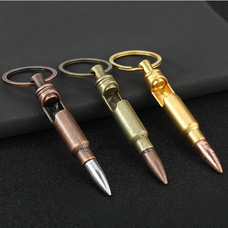 Antique Bottle Opener Bullet-Shaped Keychain