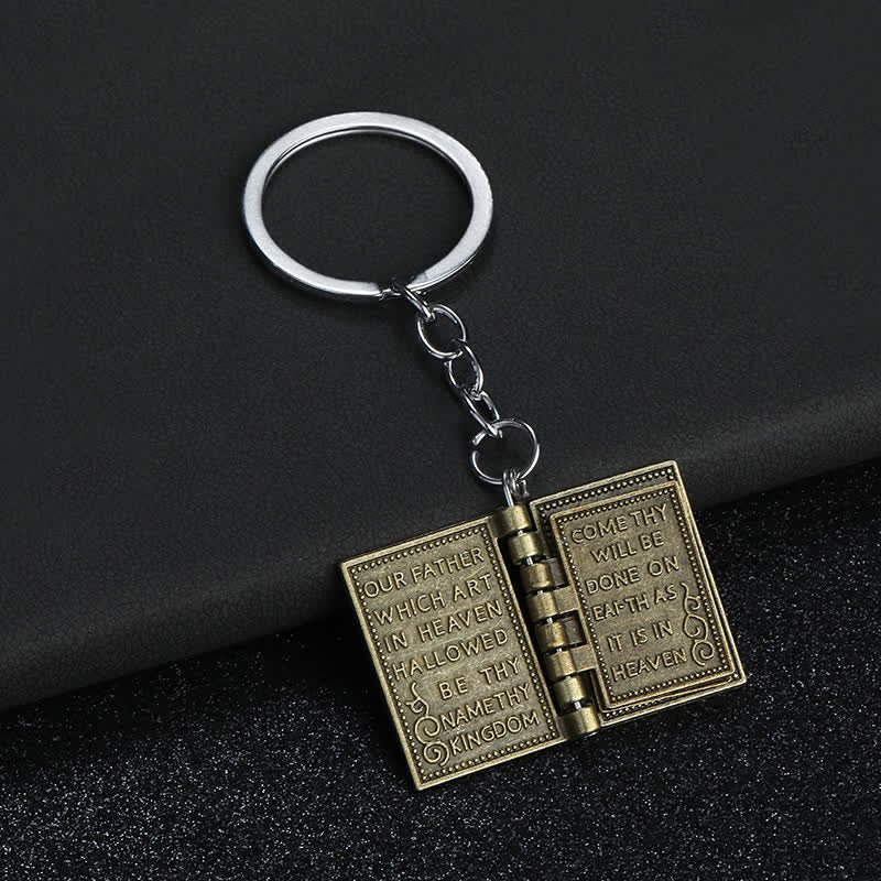 Bible Retro Flippable-Page Book Pendant Keychain