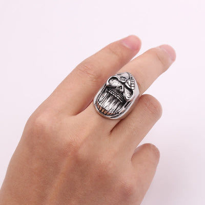 Gothic Laughing Skull Head Bottle Opener Ring