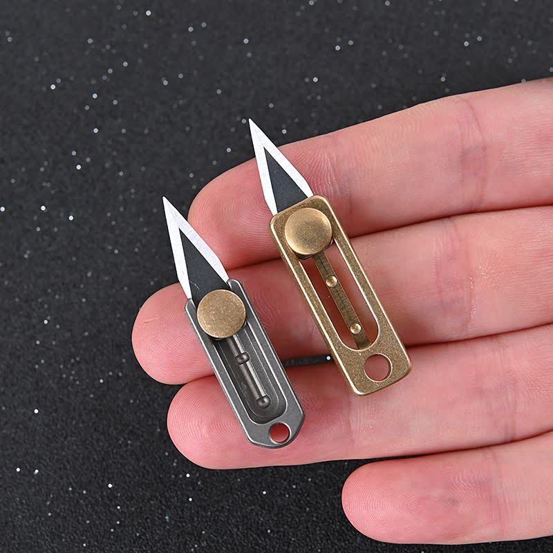 EDC Tool Brass Mini Push Blade Keychain