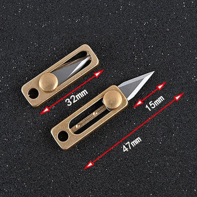 EDC Tool Brass Mini Push Blade Keychain