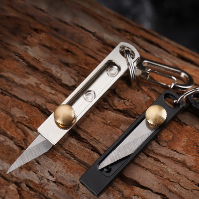 Mini Push-Pull Knife Utility Cutting Tool Keychain