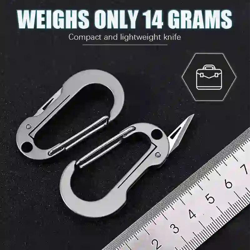 Folding Knife Pocket Cutter Carabiner Keychain