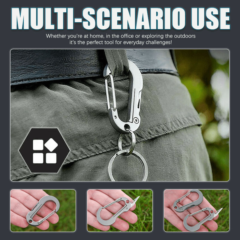 Folding Knife Pocket Cutter Carabiner Keychain