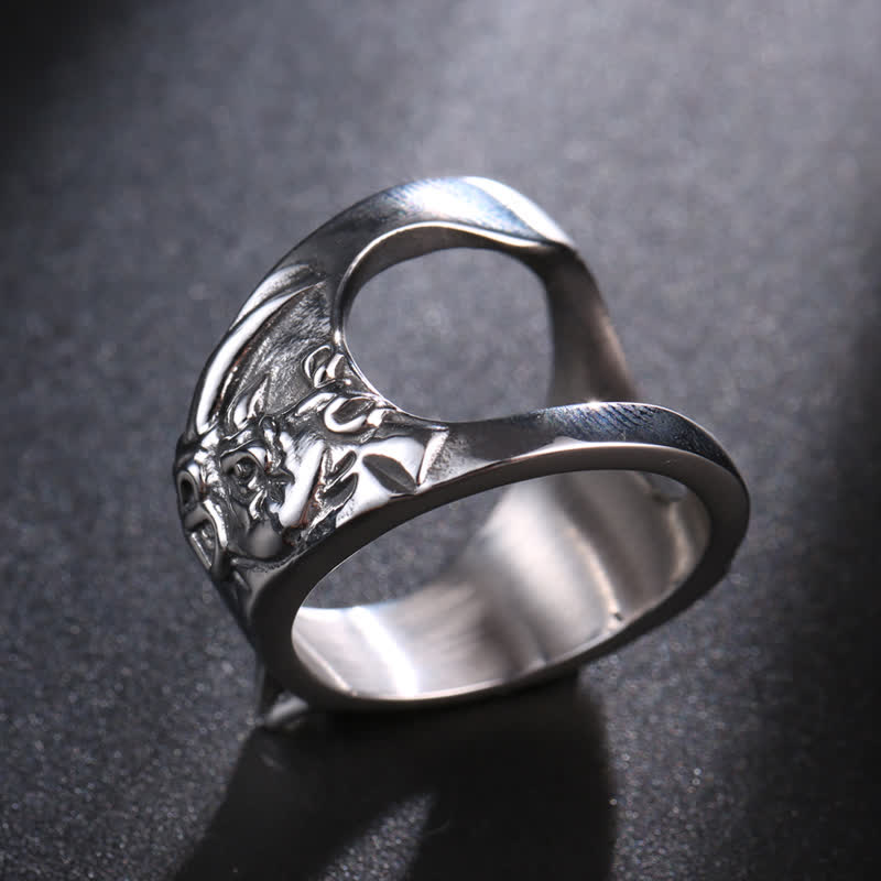 Exquisite Rhinoceros Head Window Broken Bottle Opener Ring