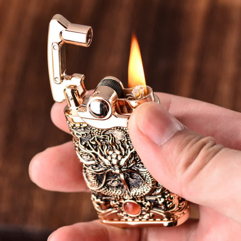 Dragon Play Bead Rocker Arm Refillable Kerosene Lighter