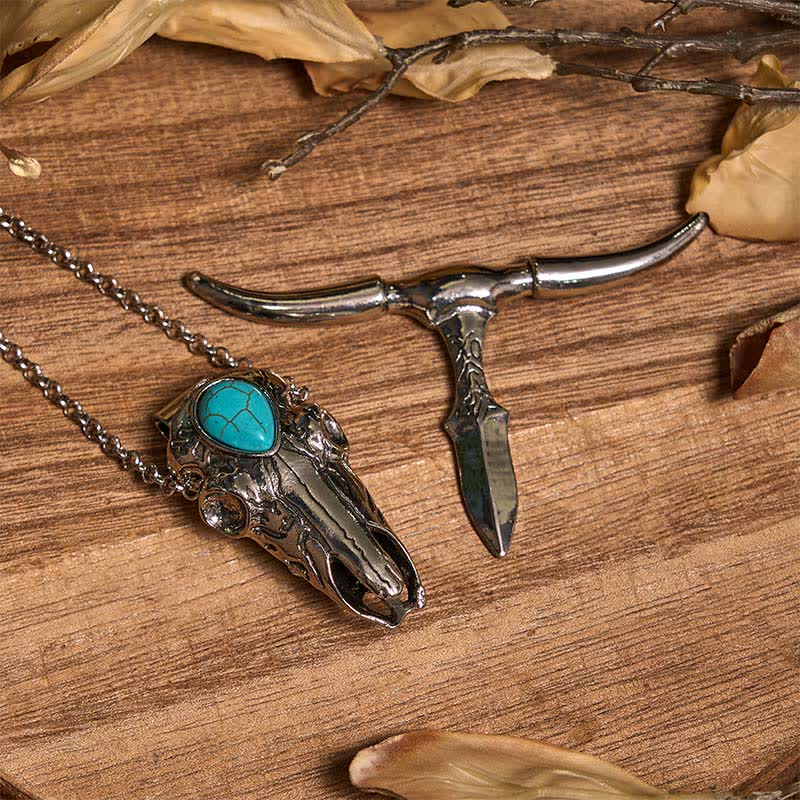 Practical DIY Hidden Knife Buckle Turquoise Longhorn Bull Pendant Bundle Set (Pre-Sale)