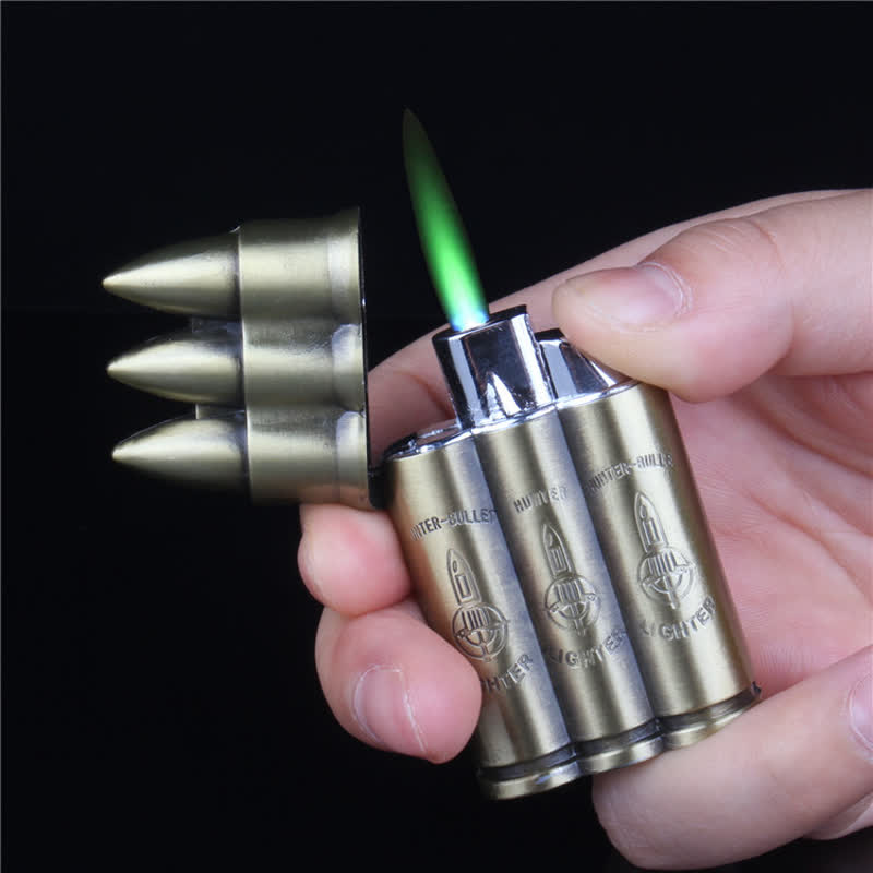 Triple Pistol Bullets Shape Refillable Butane Lighter