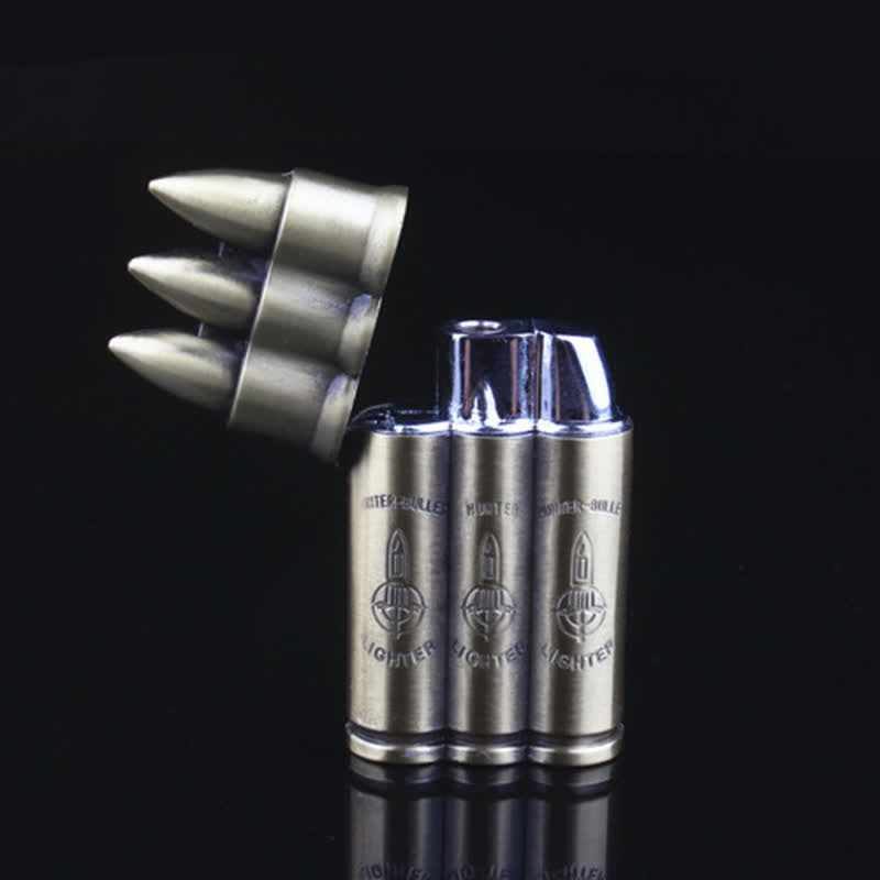 Triple Pistol Bullets Shape Refillable Butane Lighter