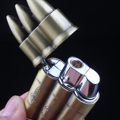 Triple Pistol Bullets Shape Refillable Butane Lighter