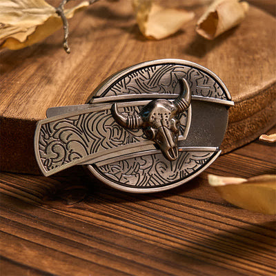 Longhorn Bull DIY Hidden Knife Belt Buckle Pendant Ring Bundle Set