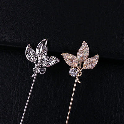 Sparkling Artificial Crystal Three Leaves Brooch