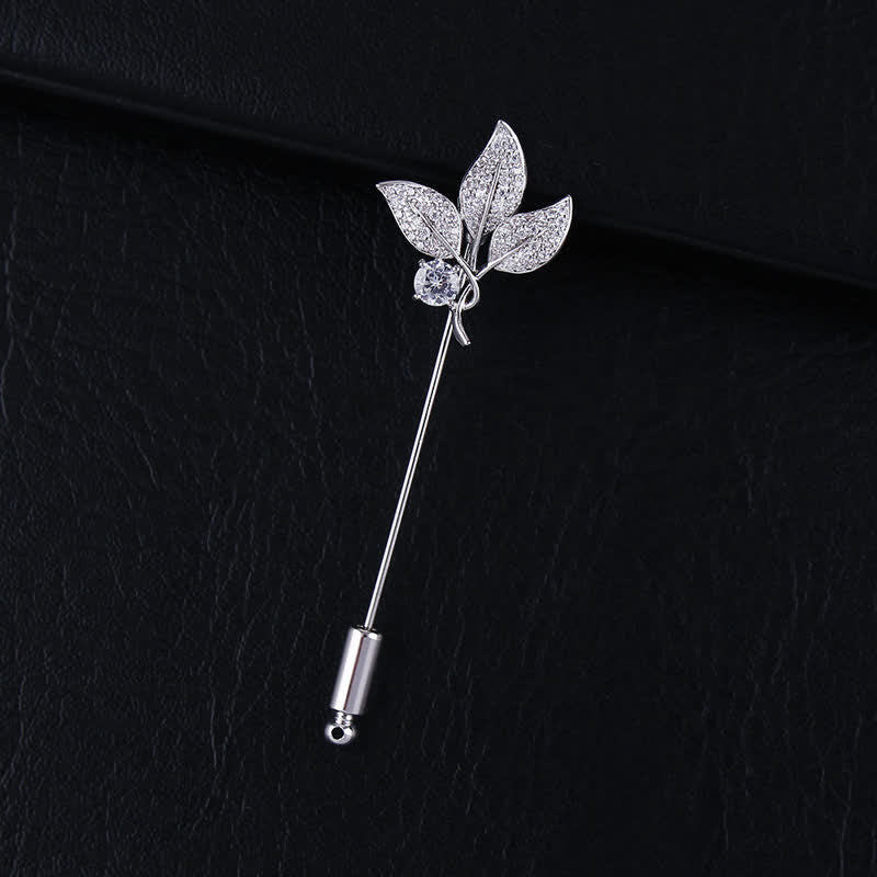 Sparkling Artificial Crystal Three Leaves Brooch