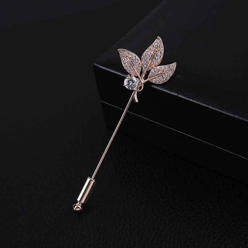 Sparkling Artificial Crystal Three Leaves Brooch