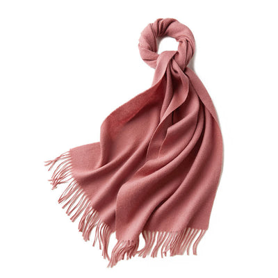 Unisex Simple Solid Color Pure Wool Fringed Scarf