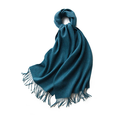 Unisex Simple Solid Color Pure Wool Fringed Scarf