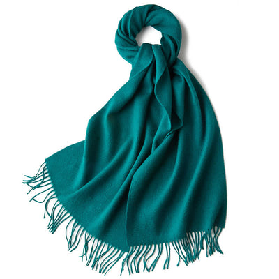 Unisex Simple Solid Color Pure Wool Fringed Scarf