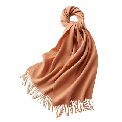 Unisex Simple Solid Color Pure Wool Fringed Scarf