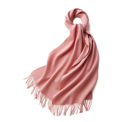 Unisex Simple Solid Color Pure Wool Fringed Scarf