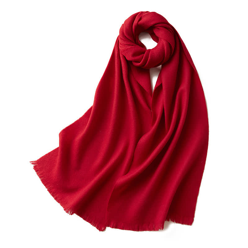 Unisex Warm Shawl Simple Solid Color Pure Wool Scarf