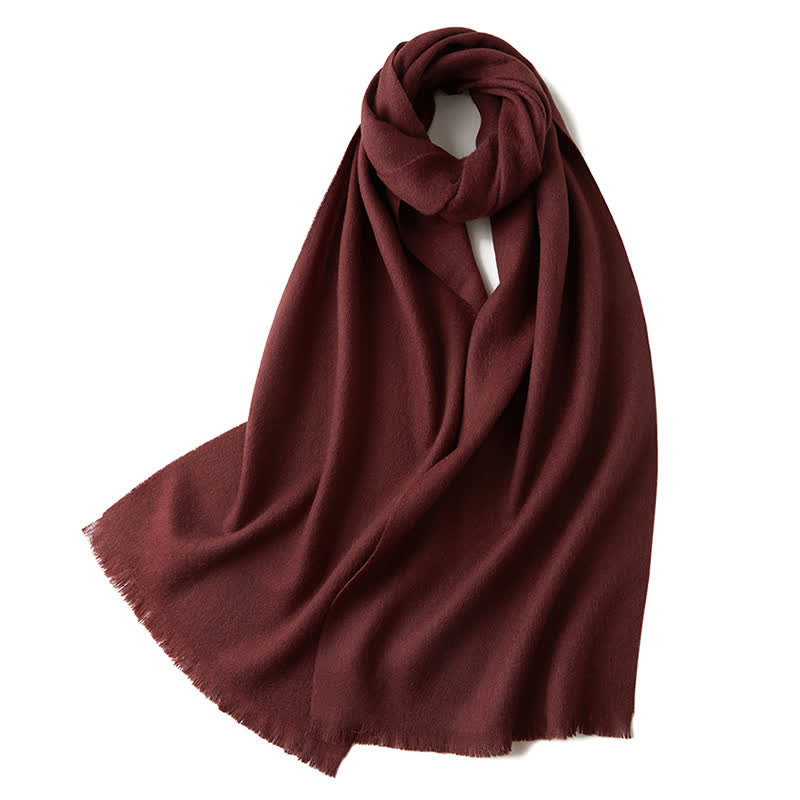 Unisex Warm Shawl Simple Solid Color Pure Wool Scarf