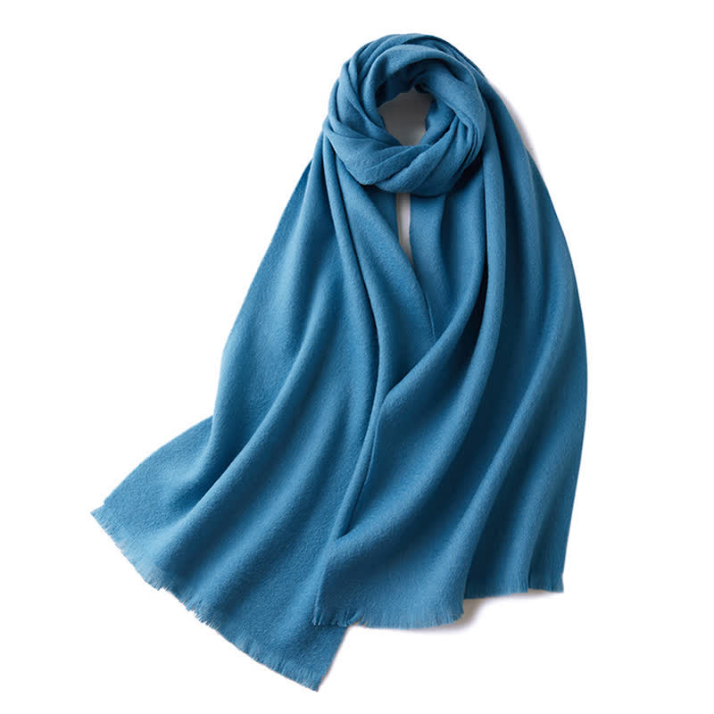 Unisex Warm Shawl Simple Solid Color Pure Wool Scarf