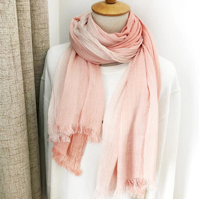 Unisex Striped Cotton Linen Spring Autumn Draped Scarf